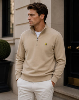 Lyle & Scott Cotton 1/4 Zip Sand