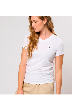 U.S. POLO ASSN. Women V-Neck T-shirt Assia White