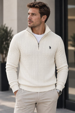 U.S. POLO ASSN. Half-Zip Cable Knit Romeo Cloud
