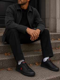 Ralph Lauren Heritage Suede Court Sneaker Black