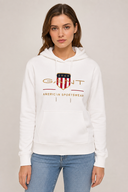 GANT Women Gold Shield Hoodie Eggshell