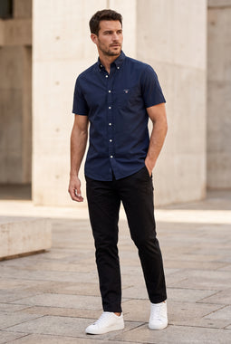 GANT Broad Shirt Short Sleeve Navy