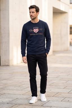GANT Gold Shield Crew Sweatshirt Navy