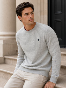 U.S. POLO ASSN. Cable Knit Signature Grey