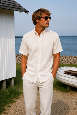Les Deux Linen Kris SS Shirt Ivory