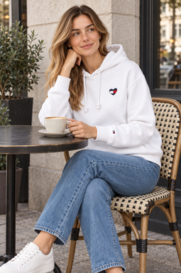 Tommy Hilfiger Women Heart Flag Hoodie White