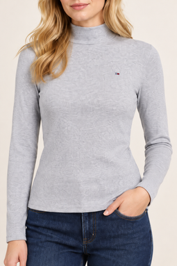 Tommy Hilfiger Women Mock Neck L/S Tee Grey