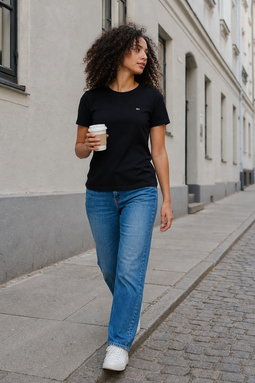 Tommy Hilfiger Women Slim Fit Logo Tee Black