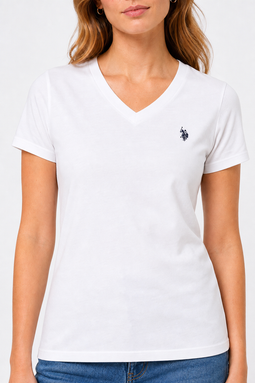 U.S. POLO ASSN. Women V-Neck T-shirt Assia White