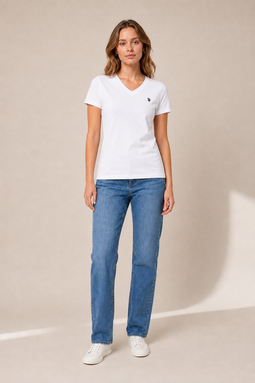 U.S. POLO ASSN. Women V-Neck T-shirt Assia White