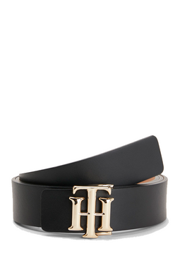 Tommy Hilfiger Women 2 in 1 Gold Buckle Belt Sand/Black