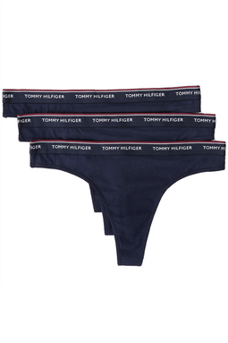 Tommy Hilfiger Women Thong 3-Pack Navy - Luxivo