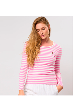 U.S. POLO ASSN. Women L/S T-shirt Chanett Fuchsia Pink