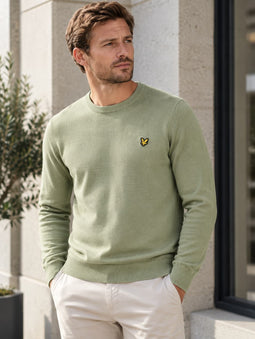Lyle & Scott Merino Crew Knit Smoke Olive
