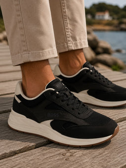 Hugo Boss Suede Runn Trainers Black