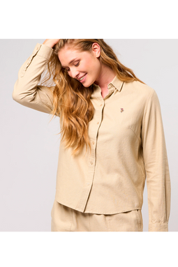 U.S. POLO ASSN. Women ISA Linen Shirt Sand