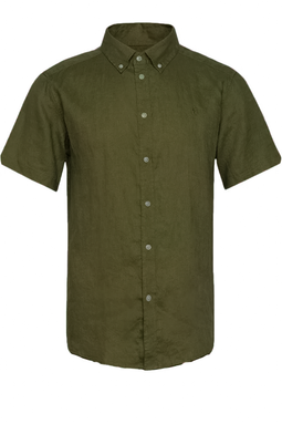 Les Deux Linen Kris SS Shirt Olive