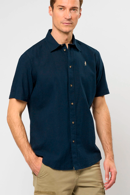 MCS Regular S/S Linen Shirt Navy