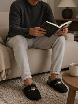 GANT Tamaware Gold Shield Slippers Black