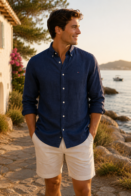 Tommy Hilfiger Regular Linen Shirt Carbon