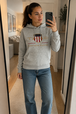 GANT Women Gold Shield Hoodie Grey