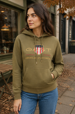 GANT Women Gold Shield Hoodie Green
