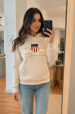 GANT Women Gold Shield Hoodie Sand