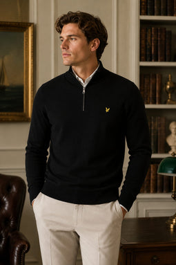 Lyle & Scott Merino Half-Zip Knit Black