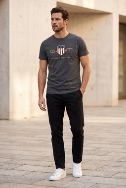 GANT Gold Shield S/S Logo Tee Antracit Melange