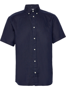 Les Deux Linen Kris SS Shirt Navy