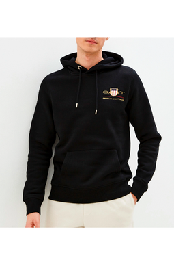 GANT Gold Shield Chest Logo Hoodie Black