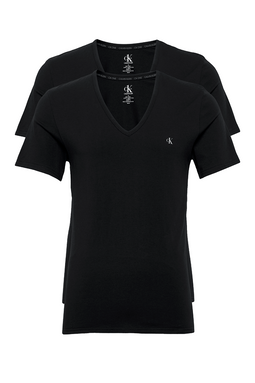 Calvin Klein V-Neck 2-Pack Stretch Logo Tee Black