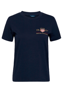 GANT Women Gold Shield Logo Tee Navy