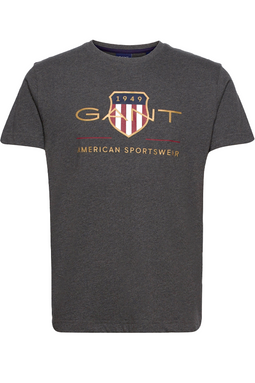 GANT Gold Shield S/S Logo Tee Antracit Melange