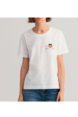 GANT Women Gold Shield Logo Tee White
