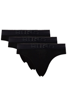 Hugo Boss Women Tonal Logo Thong 3-Pack Black