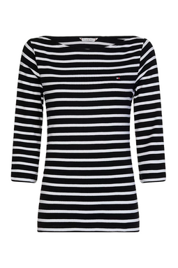 Tommy Hilfiger Women Slim Stripe 3/4 Top Black - Luxivo 