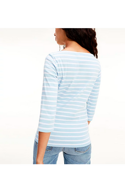 Tommy Hilfiger Women Slim Stripe 3/4 Top Blue