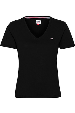 Tommy Hilfiger Women TJW V-Neck Logo Tee Black